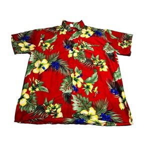Vintage R&R Hawaiian Shirt Red Hibiscus Aloha‎ Surfer Men's Size 2XL